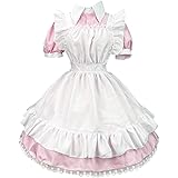 [FULINE] メイド服 コスプレ コンカフェ メイド エプロン 定番 ショート丈 メイドコスチューム 仮装 レディース メンズ セット 一式 こすぷれ イベント パーティー 大人 男女兼用