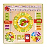 Domybest　認知カレンダー クロック 木のおもちゃ 多機能 キッズ 幼児 子供 パズル 時計の勉強 英語勉強 ウッドクロック 知育玩具