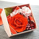 【ベルシック】 プリザーブドフラワー　ローズジュエル・レッド　BOXタイプ　枯れないお花　お祝・お見舞い　母の日　プチギフト　＜即日出荷＞＜送料無料（一部地域を除き）＞ (レッド)