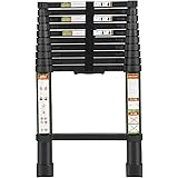 RIKADE 伸縮はしご 耐荷重150kg 軽量 持ち運びやすい 折り畳み 伸縮梯子 多機能アルミはしご 自動ロック スライド式 伸縮自在 梯子 室内室外両用 スライド式 (ブラック, 3.2m)