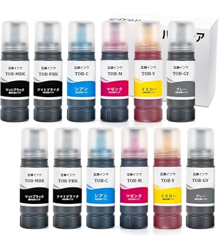 Amazon.co.jp: 純正インクボトル エプソン トビバコ 6色セット(TOB-MB