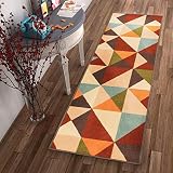 Soho円ベージュモダン幾何18 " x 31 "マット(非スリップ – Machine Washable )ゴムBackedキッチンバスルームエントリAccent Rug 1'8" x 5' レッド
