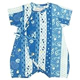 甚平 ロンパース ベビー 新生児 男の子 綿100% 日本製生地 グレコ カエル/紺-1011 60-70cm