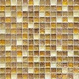 【B'stile】キラキラ輝くガラス モザイクタイル「CANDY Glass - キャンディーグラス」（ガラス｜20mm角｜屋内壁用）1シート (ゴールド)