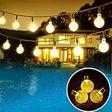 Jimeng　イルミネーション　ソーラー　LED　クリスマス　ストリングライト　充電式　30球　ソーラーライト　ボール型　ウォームホワイト