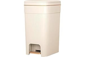 Jazpin 25L ペダル式ゴミ箱 無臭密閉構造 分別可能内胆設計 ベージュスリム 防臭ゴミ箱 キッチンリビングオフィス対応 静音開閉 滑り止め付き (25L,ベージュゴールドメッキ)