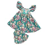 （サクララ）Sakulala ベビー ワンピース パンツ付き 花柄 ドレス スカート 2点セット 女の子 ガールズ 0-5歳 (100)