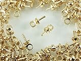 ノーブランド品 ヒートン キャップ ゴールド KC金 100個 全長約6.5mm アクセサリーパーツ チャーム金具 アクセサリー金具 （AP0325）