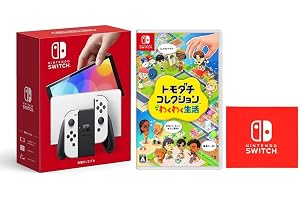 Nintendo Switch(有機ELモデル) Joy-Con(L)/(R) ホワイト + トモダチコレクション わくわく生活 -Switch【Amazon.co.jp限定】特典 Nintendo Switch ロゴデザイン マイクロファイバークロ