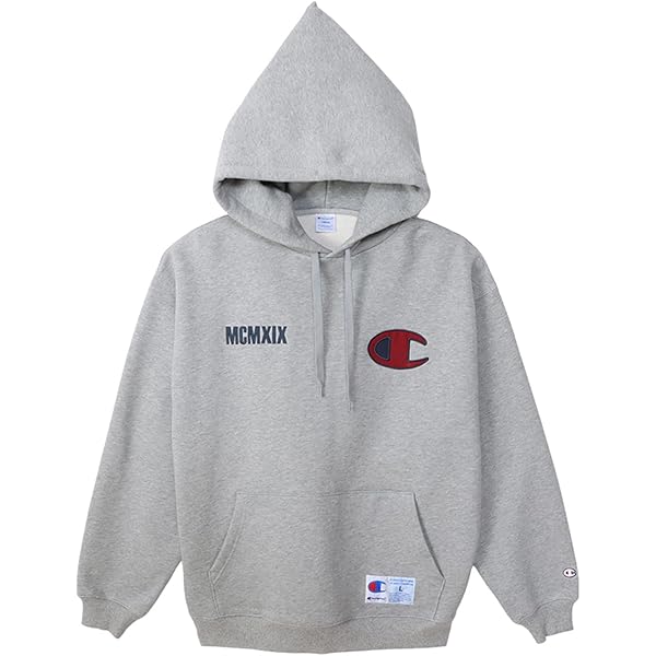 Amazon.co.jp: Champion C3-Y106 Men's Long Sleeve Hoodie, Cotton USA Loose  Fit, Big Logo, Hooded Sweatshirt, Action Style, oxford grey : Clothing,  Shoes \u0026 Jewelry
