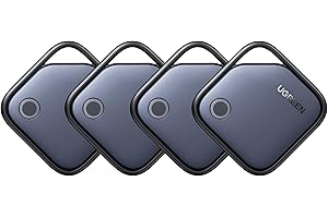 UGREEN 4 Pack FineTrack, Bluetooth Tracker Tag, 2-Year Replaceable Battery, Compatible with Apple Find My (iOS only), 80dB Alarm Volume, Item Finder and Locator for Keys, Wallet, Luggage, Car