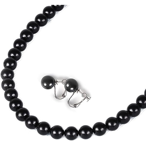 Amazon | PLUSTER 黒真珠 ネックレス 冠婚葬祭用 (黒蝶真珠 本物 8mm