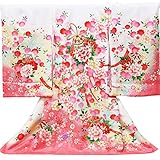 【お宮参り着物】 【白地にピンク系 毬に花の柄】 女の子 正絹 友禅 刺繍【風呂敷プレゼント/ギフト対応】