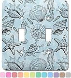 sea-blue Seashellsライトスイッチカバー( 2 Toggleプレート) ( Personalized )
