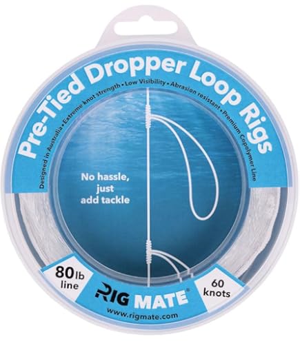 30 Lb Pre-Tied Dropper Loop Rigs. Fishing Line Spool. Loops 18 Inches