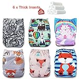 iZiv新生児6厚いおむつ付きオーガニック幼児防水/調整/再利用可能/洗えるポケット布おむつのフィット赤ちゃん0.5-3歳（カラー8）