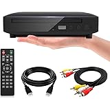 ミニDVDプレーヤー 1080Pサポート DVD/CD再生専用モデル HDMI端子搭載 CPRM対応、録画した番組や地上デジタル放送を再生する、AV/HDMIケーブルが付属し、テレビ/プロジェクター接続可能、日本語説明書付き (小さい)
