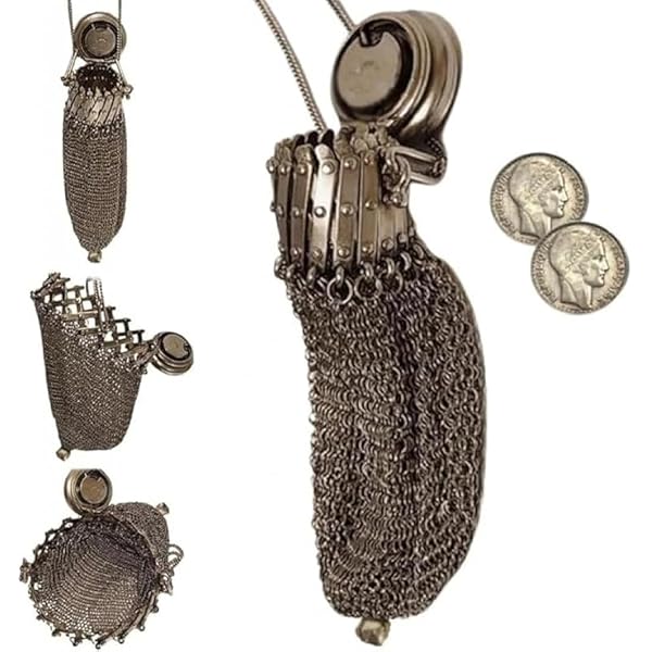 Amazon | レトロシルバーコインメッシュバッグ ハンドメイド1920年代