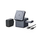 Anker 3-in-1 Cube with MagSafe: マグネット式 3-in-1 ワイヤレス充電ステーション/USB急速充電器付属/ワイヤレス出力/Apple Watchホルダー付/MFi認証/iPhone15 Apple Watch対応