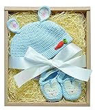 バニーズ・バイ・ザ・ベイ コットンキャップ&ファーストシューズ ギフトセット 0-3ヶ月 ブルー #61126