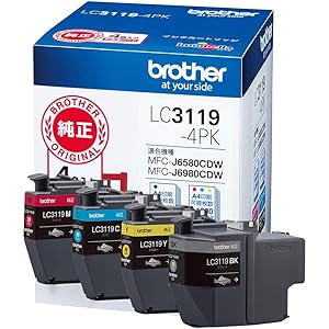 【brother純正】インクカートリッジ4色パック(大容量) LC3119-4PK 対応型番:MFC-J6983CDW、MFC-J6583CDW、MFC-J5630CDW 他
