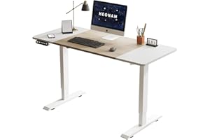 HEONAM 55 Inch Computer Desk with Power Outlets and USB Ports, Large Office Desk for Home Office, Modern Writing Table with S