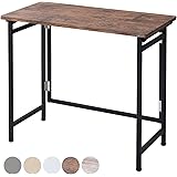 [山善] 折りたたみ デスク 幅80×奥行40×高さ70cm コンパクト アジャスター付き 傷がつきにくい 完成品 アンティークブラウン/ブラック PST-8040(ABR)