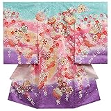 お宮参り着物　女の子　正絹初着　青紫グラデーション　桜柄　桜尽くし　日本製