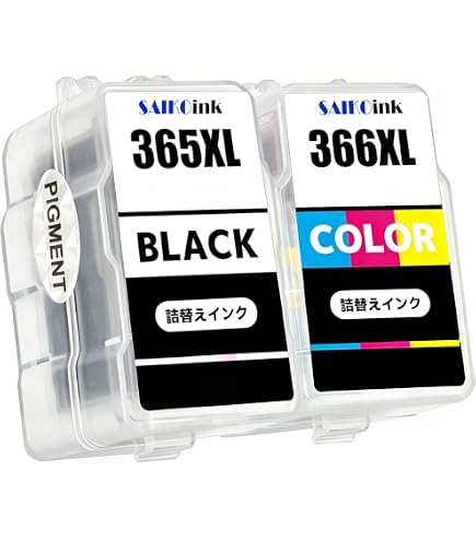 Amazon.co.jp: BC-365XL 顔料 ブラック BC-366XL 染料 カラー 詰め替え