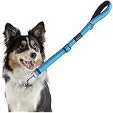 PETBABA(ペットババ) リード 犬 犬用短引き ショートリード 中大型犬対応 調節可能 反射素材 丈夫 手に優しい お散歩 お出かけ用 犬用品 (45-60cm, ブルー)