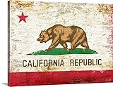 Peter Horjusプレミアムシックラップキャンバス壁アート印刷題名Distressed California State Bear Flag 40" x 30" 2257392_24_40x30