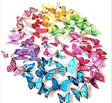 ElecMotive?72 Pcs 6 Packs Beautiful 3D Butterfly Wall Decals Removable DIY Home Decorations Art Deco