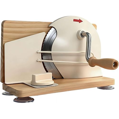 Upgraded Manual Bread Slicer for Homemade Sourdough,Adjustable Thickness Hand Crank Bread Cutter with Metal Guide & Suction C