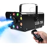 8LED スモークマシン フォグマシン 700W 赤 緑 青 3つの単色コントロール RGB 3 in 1 LED 舞台設備 ワイヤレスリモコン付き 小型 予熱速い 煙霧機ステージ ・ パーティー ・ ディスコ ・ 演出 ・ 劇場 ・ バー 舞台效果