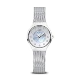 BERING レディース アナログソーラーコレクションウォッチ ステンレススチールストラップ サファイアクリスタル 14427-004 シルバー ブレスレット, シルバー, youth large / 11-13, ブレスレット
