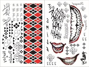 Amazon Jlovey ハロウィン タトゥーシール ピエロ タトゥーシール メイク コスチューム用小物 タトゥー コスプレ いたずら Cosplay Tattoo Stickers Halloween 2 シール ステッカー 文房具 オフィス用品