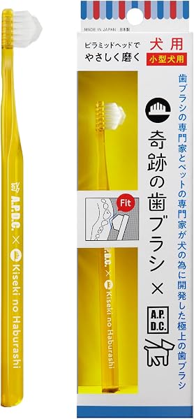 A.P.D.C. ペット用 奇跡の歯ブラシ (小型犬用) 2本セット なぞるだけで汚れがおちる 獣医師推奨 薄型ヘッド ピラミッドヘッド 口臭ケア 日本製 犬 猫 ペット 歯磨き たかくら新産業【正規品】 - 1