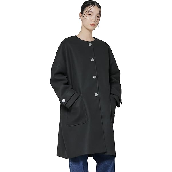 Amazon | [ノーク] ベルテッドミドル丈リバーコート グレージュ 1