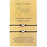 VU100 Distance Friendship Bracelets for 2 Best Friends Couples Waterproof Heart Matching Ankle Bracelets Pinky Promise String