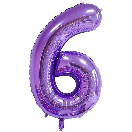 Haobase 40 inch Number Balloons Giant Foil Digital Balloon for Birthday Anniversary Party Festival Decorations (Purple 6)