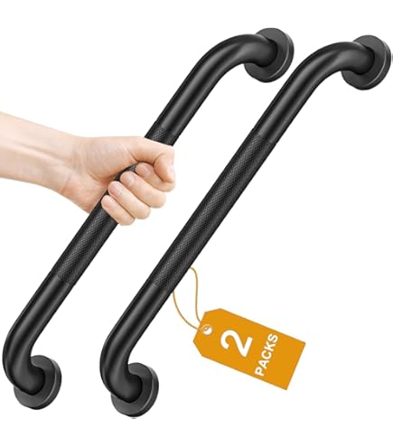 2-Pack 24" Stainless Steel Grab Bars For Shower & Bathroom – Matte Black, Supports 500 Lbs - View #11
