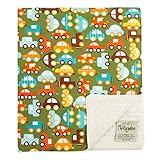 My Blankee Cars Organic Cotton Lime w/ Minky Dot Cream Baby Blanket, 30" X 35" [並行輸入品]