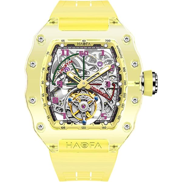 【希少】HAOFA ハオファ　スケルトン　イエロー　自動巻　1907 箱説保 希少】HAOFA ハオファ スケルトン イエロー 自動巻 1907 箱説保