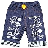 2017年 夏物 アンパンマン ニットデニム 線描きプリント ７分丈パンツ Anpanman ネイビー◇90cm