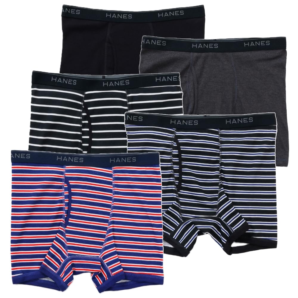 【43%OFF】【1,447円（定期便1,302円）】 Hanes 綿100% 抗菌防臭 前開き ボクサーパンツ 5枚組