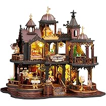 【新品】ミニチュアドールハウスキット 3階建て Amazon | Hallisun ドールハウス ミニチュア 手作り DIY 組立 三