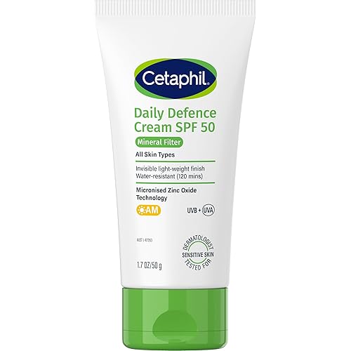 Cetaphil Daily Defence Cream SPF 50, Daily Facial Moisturiser with UVB & UVA, Mineral Sunscreen Powered by Micronised Zinc Ox