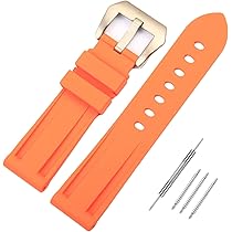 パネライ ストラップ　オレンジ ラバーベルト ステンレスバックル Amazon.co.jp: [Aullivillen] に適していますパネライ 腕時計