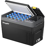 BougeRV 25L 車載冷蔵庫 -22℃～10℃ 急速冷凍 ポータブル冷蔵庫 【バッテリー内蔵可能・バッテリー別売】3WAY電源対応 DC12V/24V AC100V コンプレッサー式 車載冷蔵冷凍庫 大容量 静音 省エネ 車載家庭両用 【庫内灯
