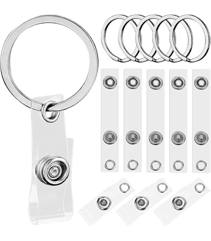 Clear Vinyl ID Badge Straps - 25 Pack Snap-On Badge Holder Straps For Lanyards, Key Rings, ISO Standard Slot